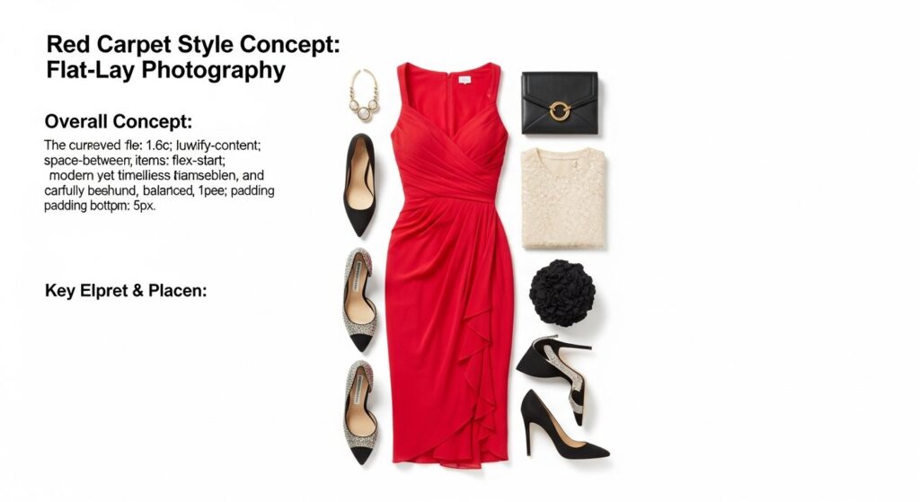 Illustration of Zendaya on a red carpet wearing statement jewelry and an evening gown (celebrity style feature)